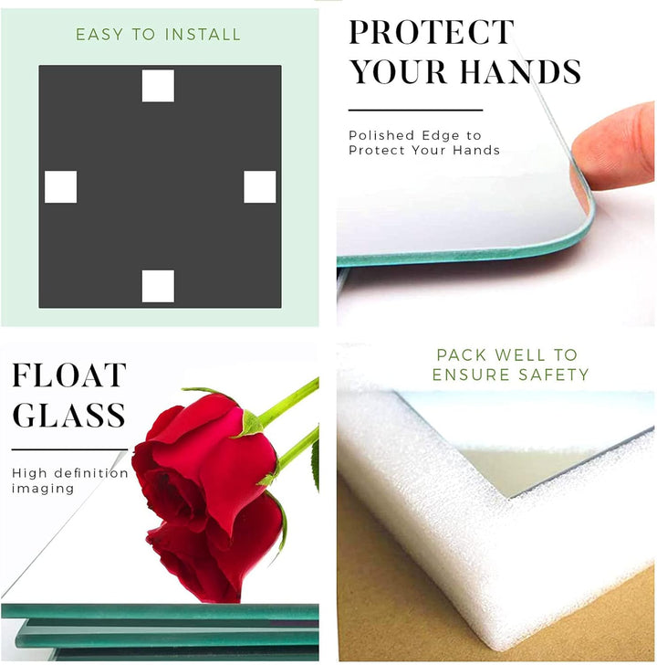 JMITHA Spiegelfliesen Selbstklebend HD Spiegel Glasspiegel Spiegelfliesen Wandspiegel Selbstklebende