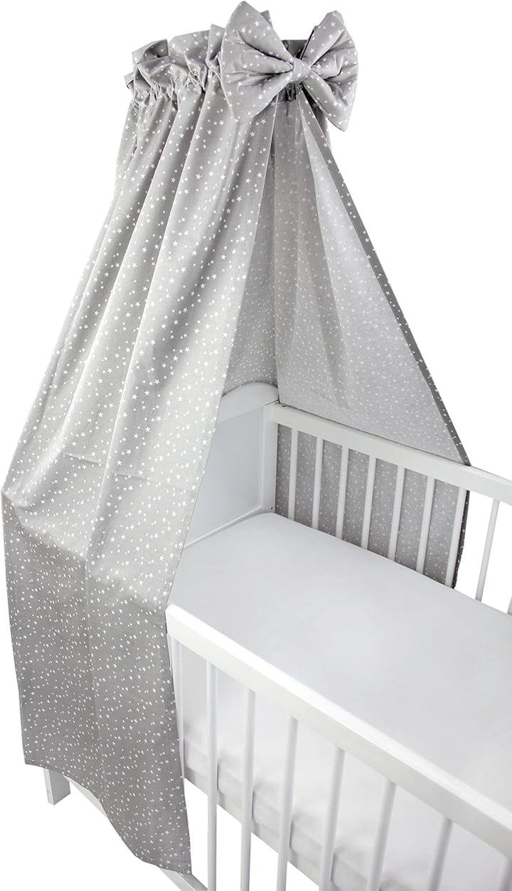 TupTam Babybett Himmel mit Schleifchen, Farbe: Sterne Grau 2, Grösse: ca. 160x240 cm ca. 160x240 cm