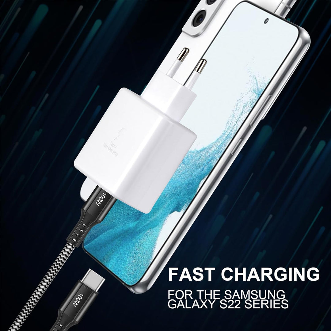 45W USB C Schnellladegerät Super Fast Netzteil USB C Ladegerät mit (2m, 100W) USB C Nylon Kabel für