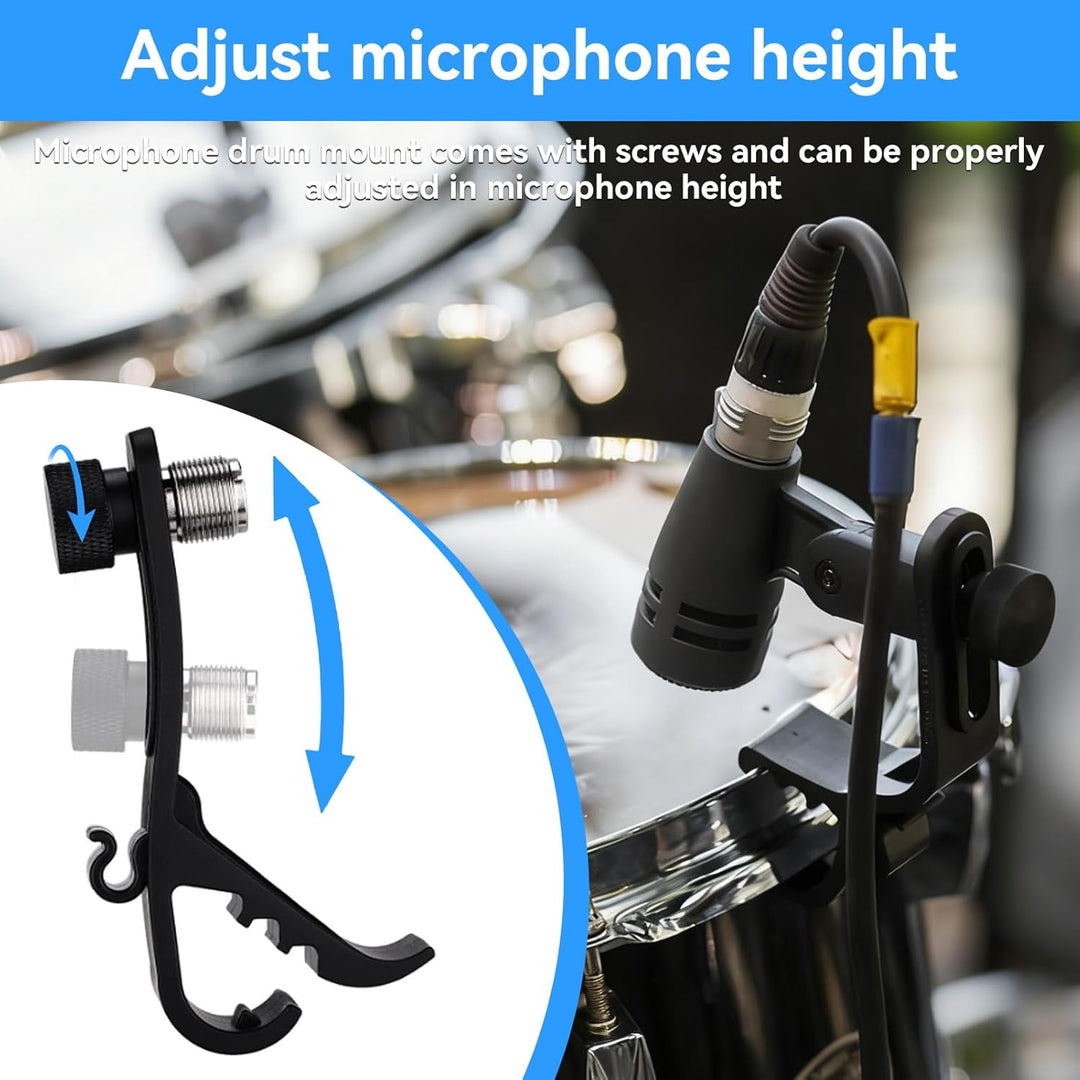 4 Stück Trommel Mikrofonklammern, Universal verstellbare Drum Rim Mic Clips Mikrofon Mount Clamp Mik