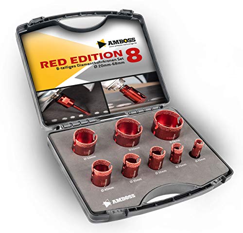 Amboss RED EDITION 8 M14 Set Ø 20/25 / 32/35 / 40/50 / 60/68 mm Diamant Bohrkrone - für Winkelschlei