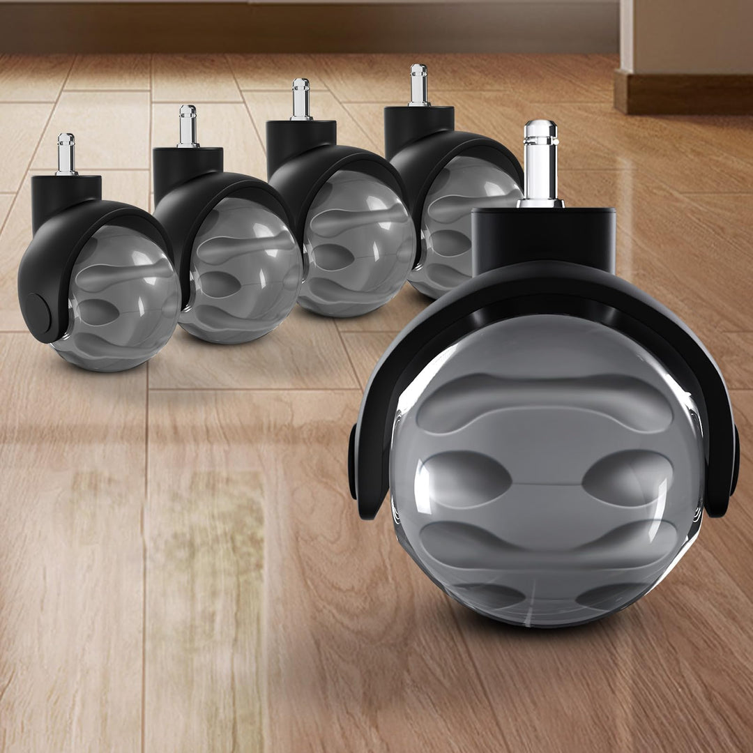 Sytopia Bürostuhl Rollen 5er Set in Grau, Rollen für Bürostühle 11 x 22 mm für Teppichböden, Hartbod