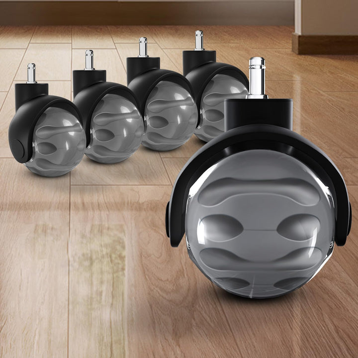 Sytopia Bürostuhl Rollen 5er Set in Grau, Rollen für Bürostühle 11 x 22 mm für Teppichböden, Hartbod