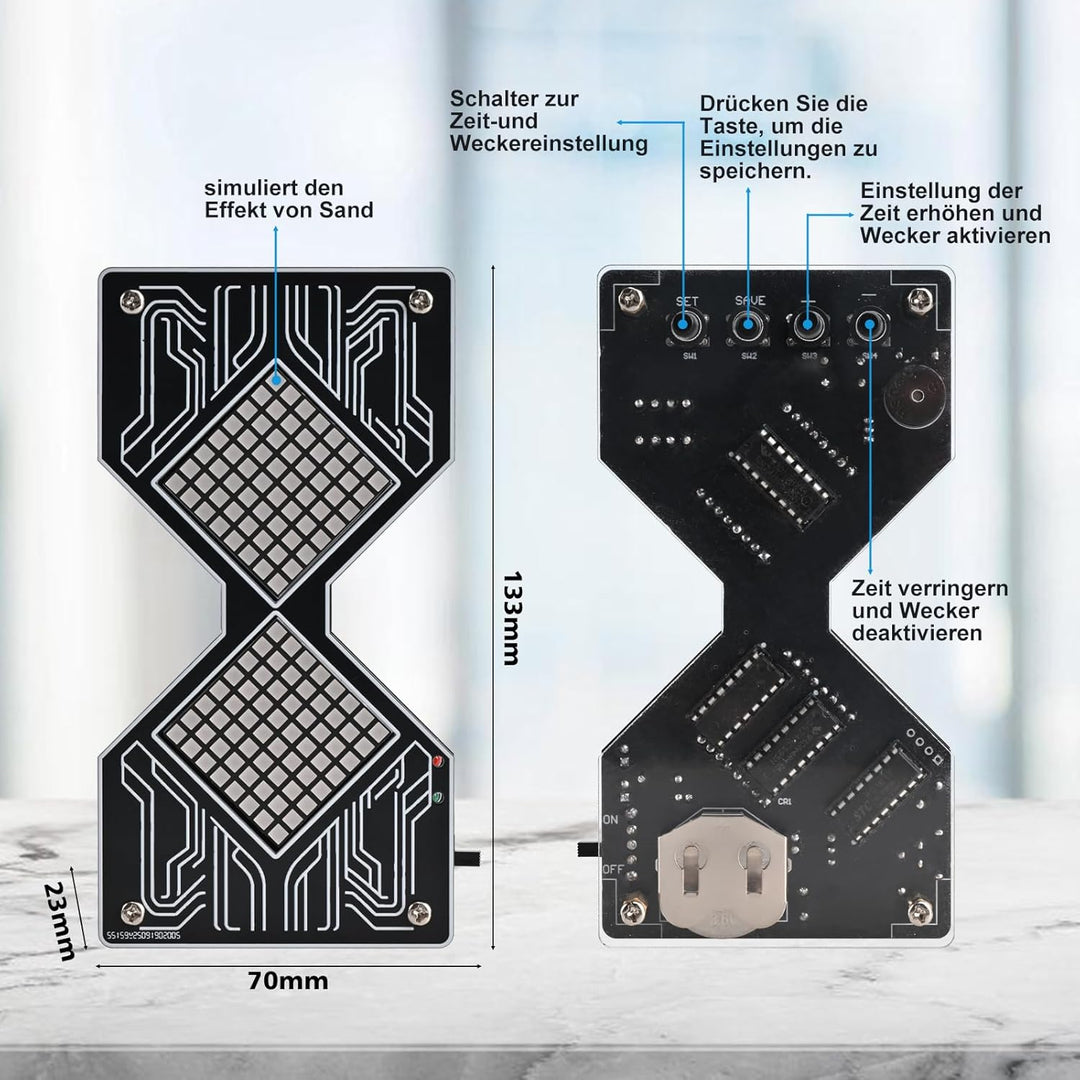 PEMENOL DIY Elektronische Sanduhr Löt Bausatz Digital Timer Einstellbar von 1 bis 99 Min Wiederaufla
