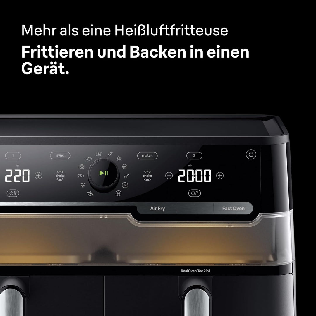 Braun TwinCook 5 – 2-in-1 Heissluftfritteuse 10L, Dual-Zone Airfryer mit Sync &amp; Match Funktion, Real