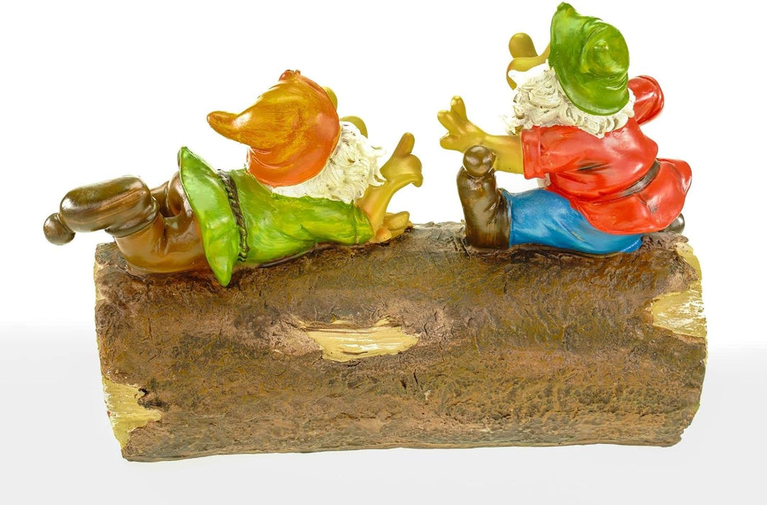 G. Wurm GmbH + Co. KG Welcome Gartenzwerg auf Holzstamm 26 cm Gnom Figur Gartenfigur Zwerg