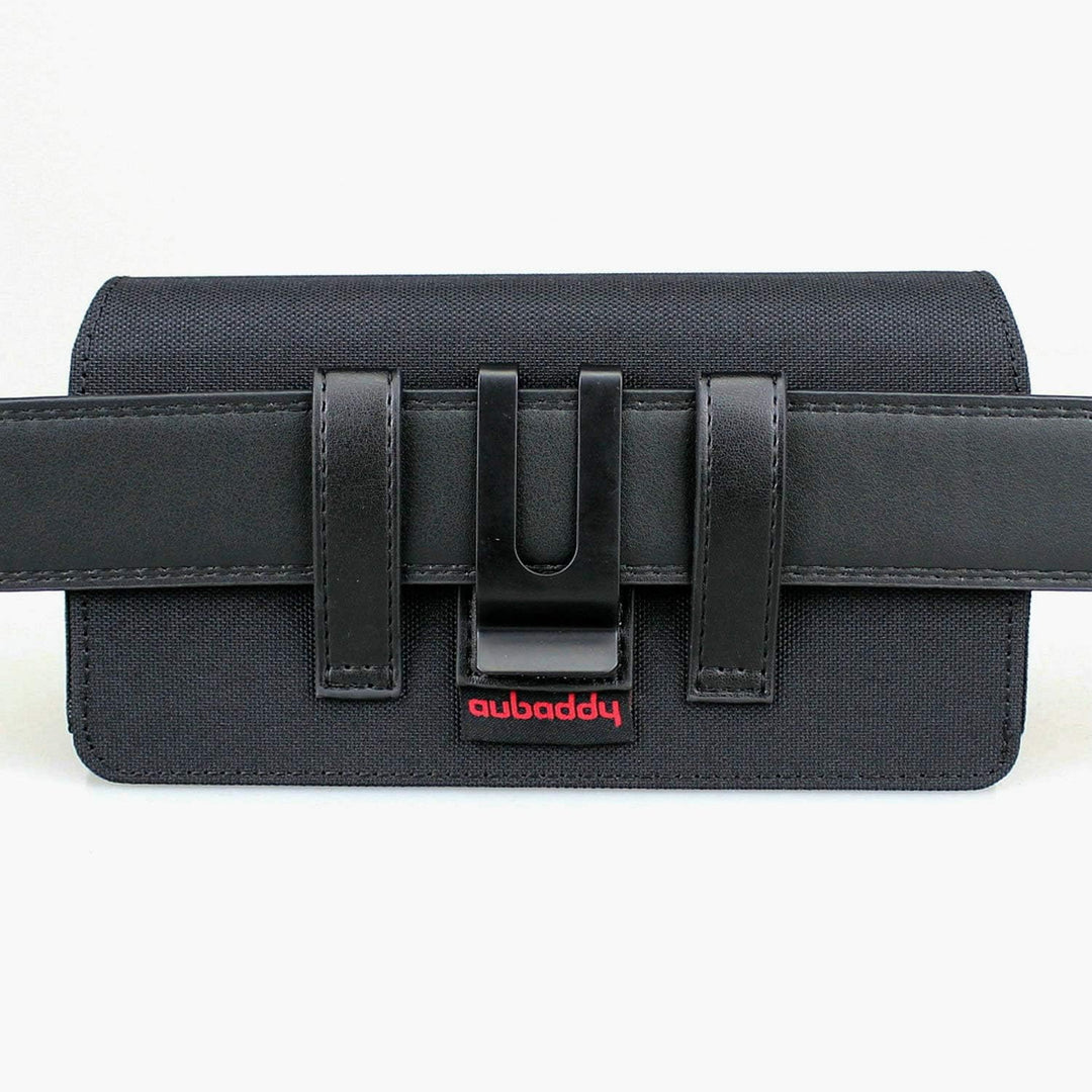 aubaddy Gürteltasche für Zwei Handys, Querformat, Nylon Double Decker Gürtelclip für iPhone 11 Pro M