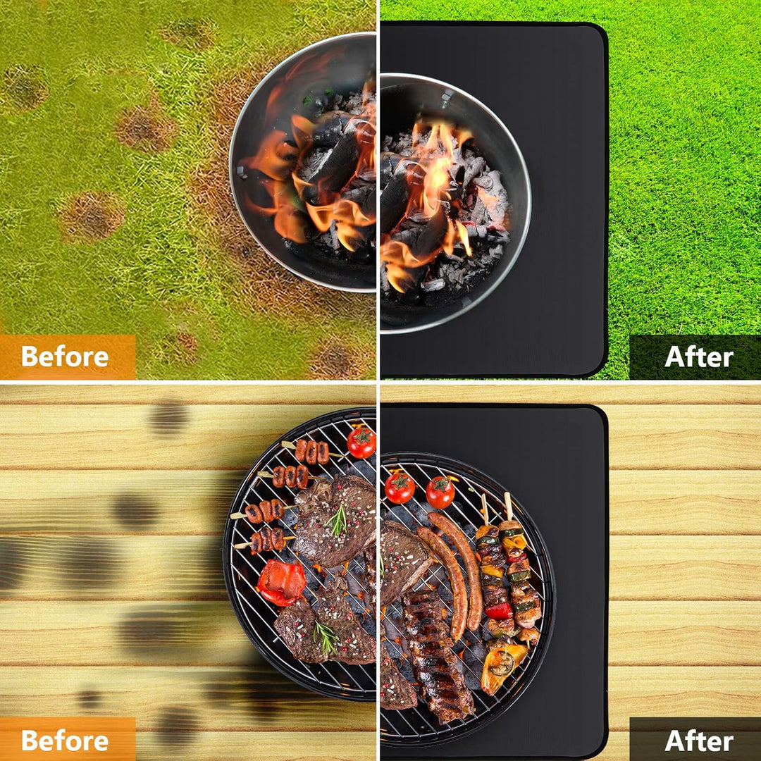 ROCKY&CHAO Feuerfeste Unterlage 127 * 97cm Feuerschutzmatte 3 Schicht Feuerresistent Grillmatte, Gla