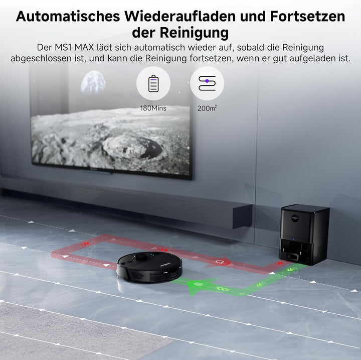 MONSGA Saugroboter mit Wischfunktion, 3.5L Staubsauger Roboter mit Absaugstation, 5000Pa Saugkraft,