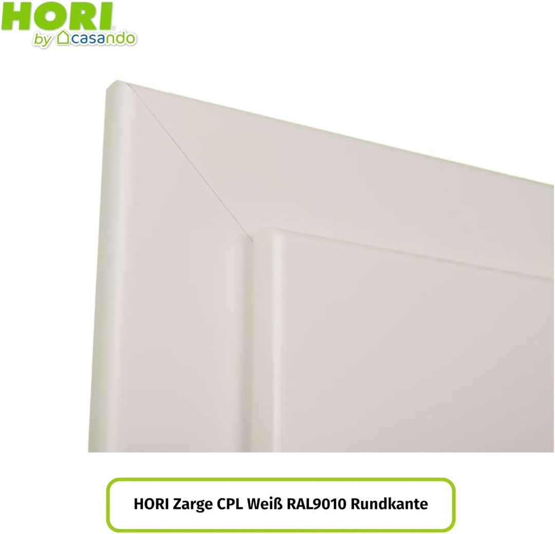 HORI® Zimmertür Komplettset mit Zarge und Türdrücker I Innentür CPL Weiss I Höhe 198,5 cm I Anschlag