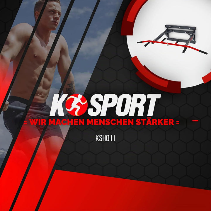 K-Sport: X-MAX-Klimmzugstange zur Wandmontage I Kraftstation mit Pull-Up Bar &amp; 3 Griffen I Klimmzugt
