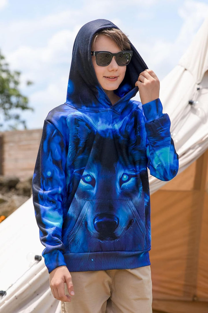 Fanient Pullover Jungen Mädchen 3D Print Fleece Hoodie Kinder Hooded Sweatshirt with Kangaroo Pocket