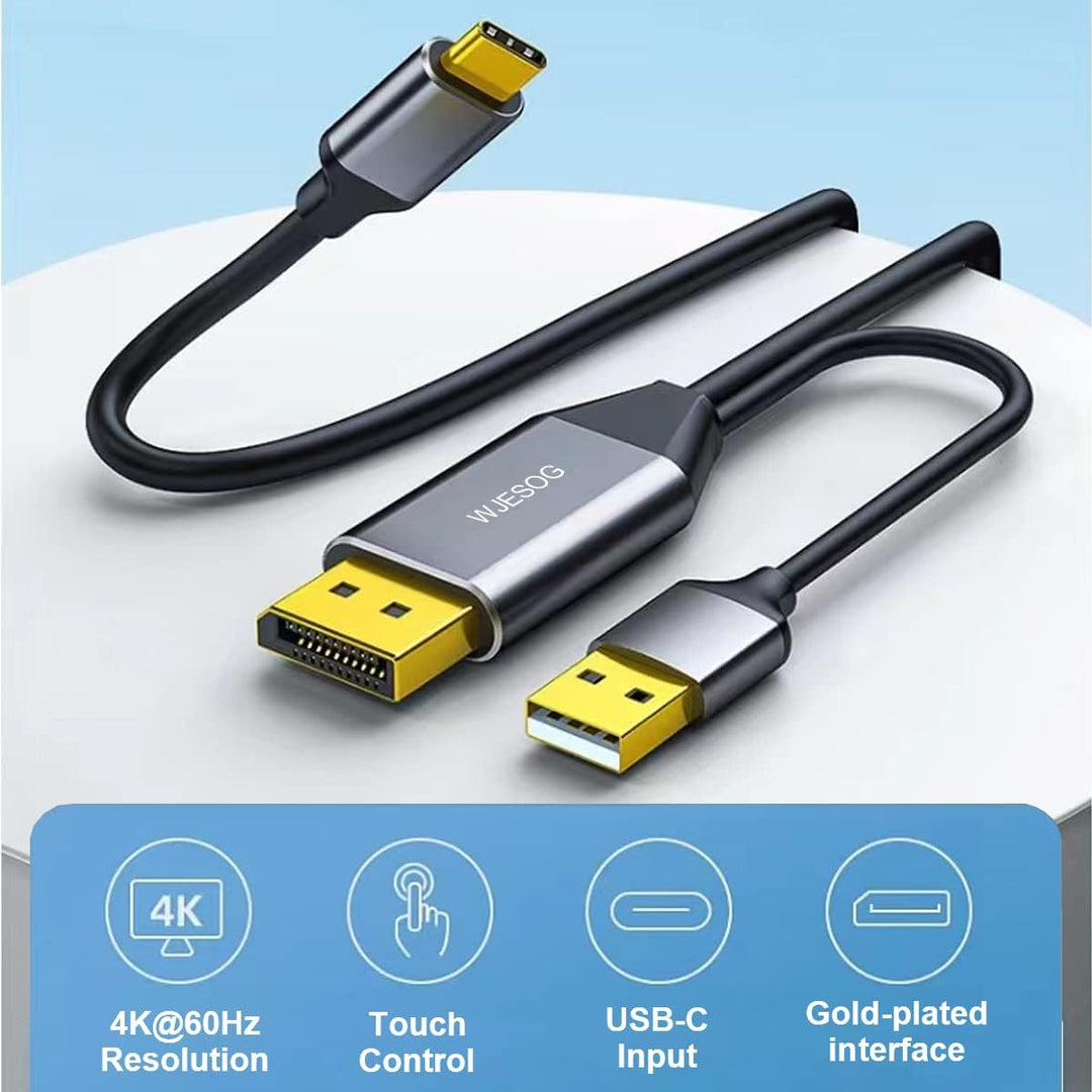 WJESOG Displayport zu USB C Kabel 6.6ft 4K@60Hz mit USB-Stromversorgung, DP-Stecker auf Typ-C-Stecke