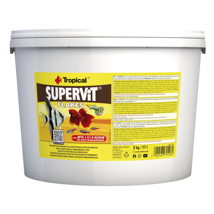 Tropical Supervit Premium Hauptfutter (Flockenfutter) für alle Zierfische, 1er Pack (1 x 11 l) Meere