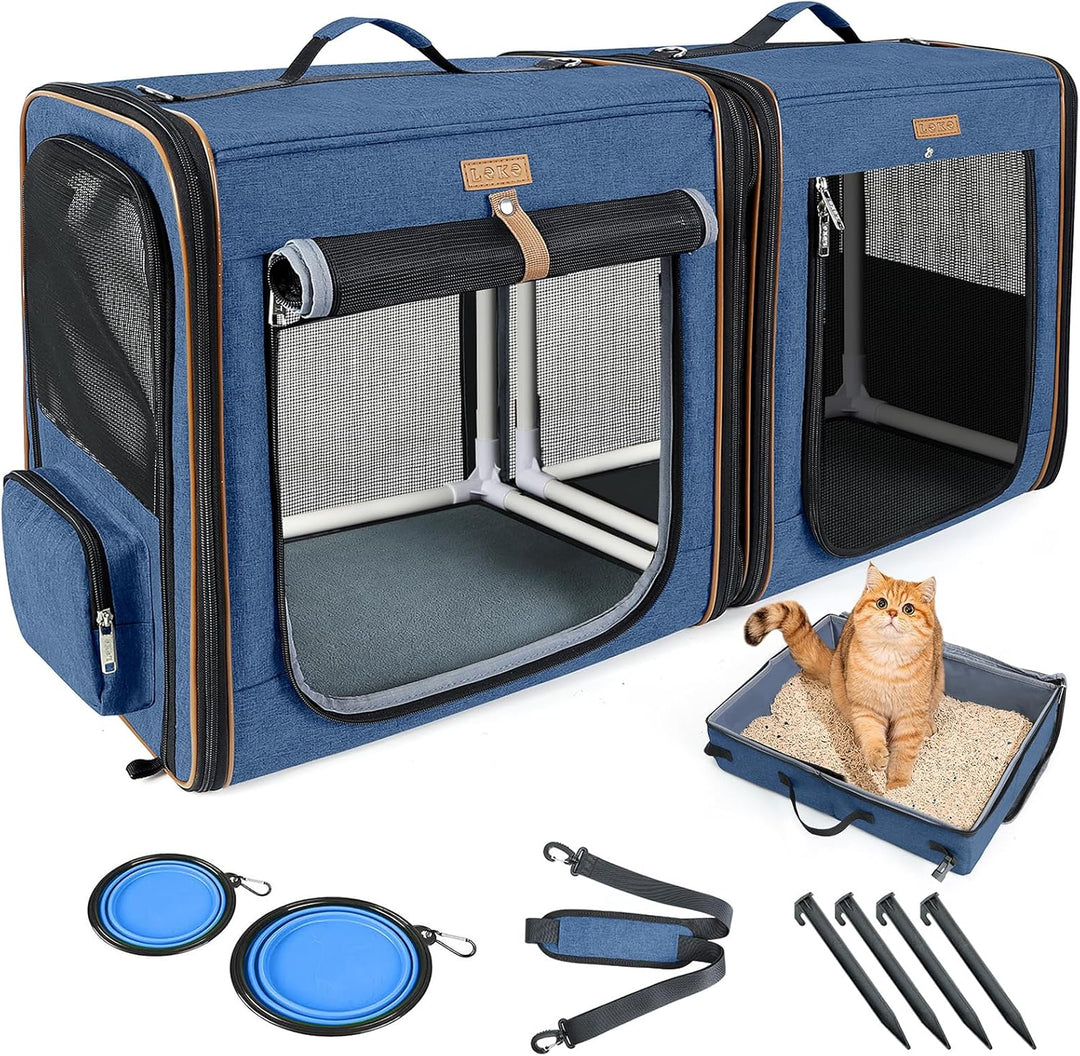 Lekeinchi 2-in-1 Hundebox Transportbox Katze für Mittelgrosses Haustier, Faltbare Katzentransportbox