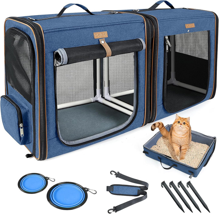 Lekeinchi 2-in-1 Hundebox Transportbox Katze für Mittelgrosses Haustier, Faltbare Katzentransportbox