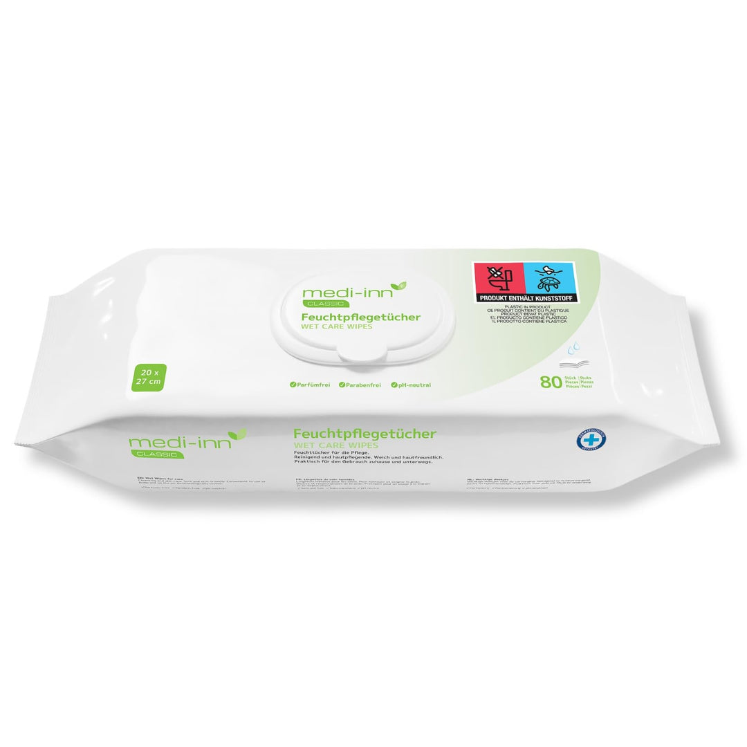 Medi-Inn Feuchttücher/Wet Care Wipes parfüm- & parabenfrei pH-neutral 20 x 27 cm (5 Packungen x 80 T