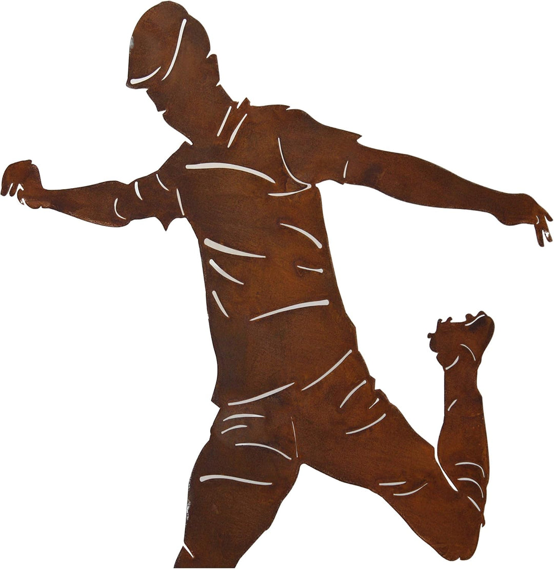 Rostikal Fussball Deko Geburtstag Geschenk 40 cm - Gartendeko Figuren Rost Edelrost Fussballer 40 cm