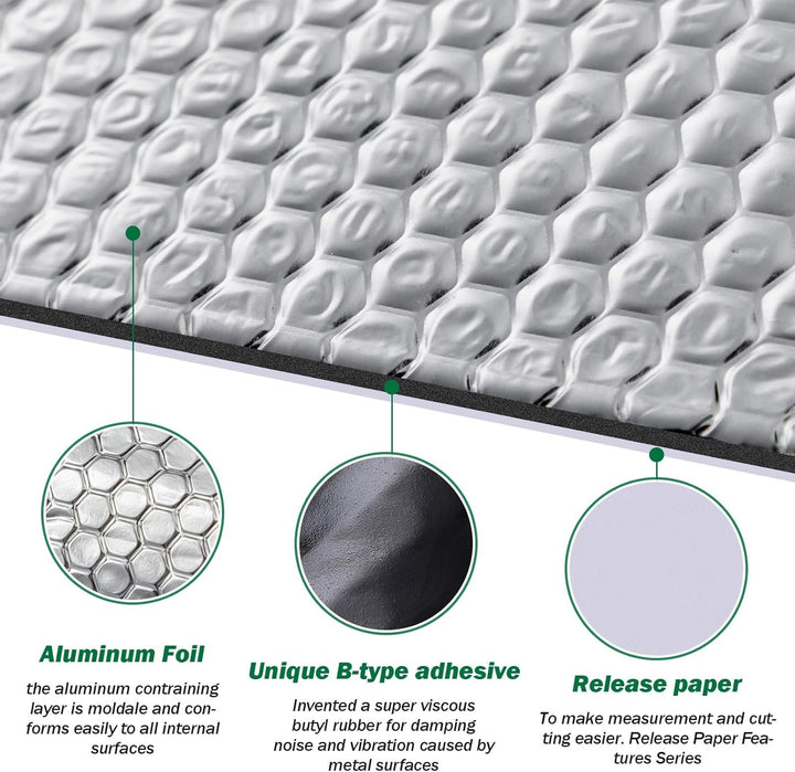 Baketron 2mm 50 cm x 4 m = 2m² Alubutyl Anti Dröhn Dämmmatte Selbstklebend Dämmung - KFZ Lärmschutz,