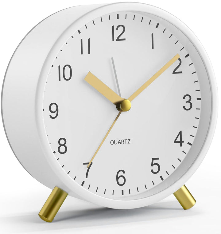 YouJabz Analoger Wecker, Super Silent Non Ticking mit Nachtlicht, Batteriebetrieben, Modischer Runde