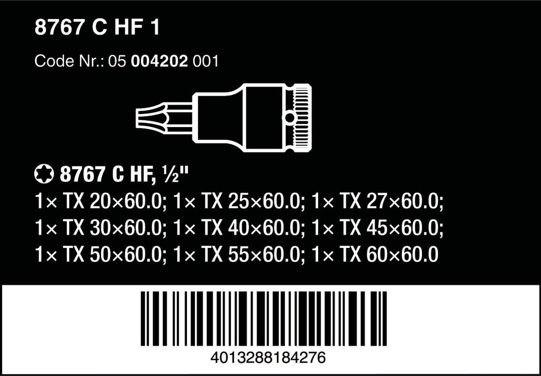 Wera 05004202001 8767 C HF Bit-Sortiment, 1 Zyklop Bitnuss-Satz TORX, mit Haltefunktion, 60 mm, 9 St