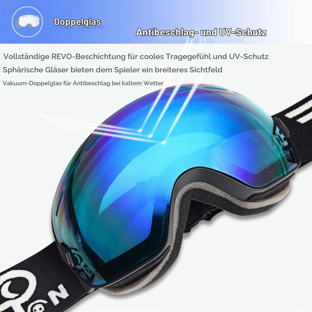 EXP VISION Snowboard Skibrille für Herren Damen Jugend, 100% UV400 Schutz Anti Beschlag über der Bri