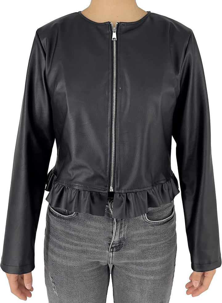 JOPHY & CO. Kurze Damenjacke aus Kunstleder (Artikelnummer: 6716) XS Schwarz, XS Schwarz