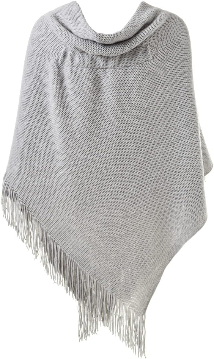 Ferand Damen Poncho Locker sitzender Cape Schal mit offener Vorderseite für Herbst und Winter Grau,