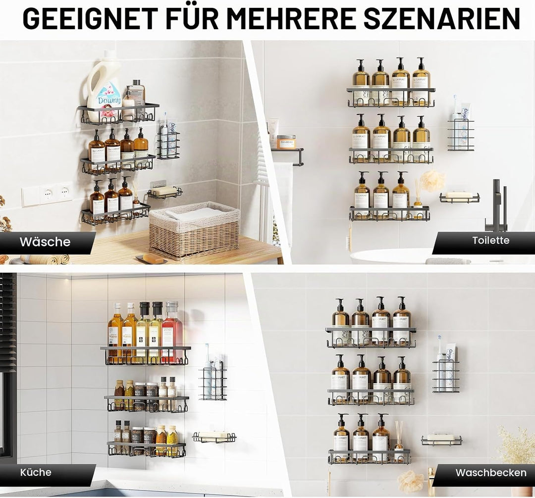 5 Stück Duschablage Ohne Bohren Edelstahl, Badezimmer Organizer Regal Zubehör, Seifen Zahnbürstenhal