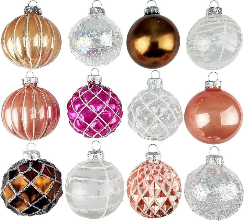 12er Set Luxus Weihnachtskugeln Echtglas Glaskugeln Weihnachten weihnachtsdeko Christbaumkugeln Set
