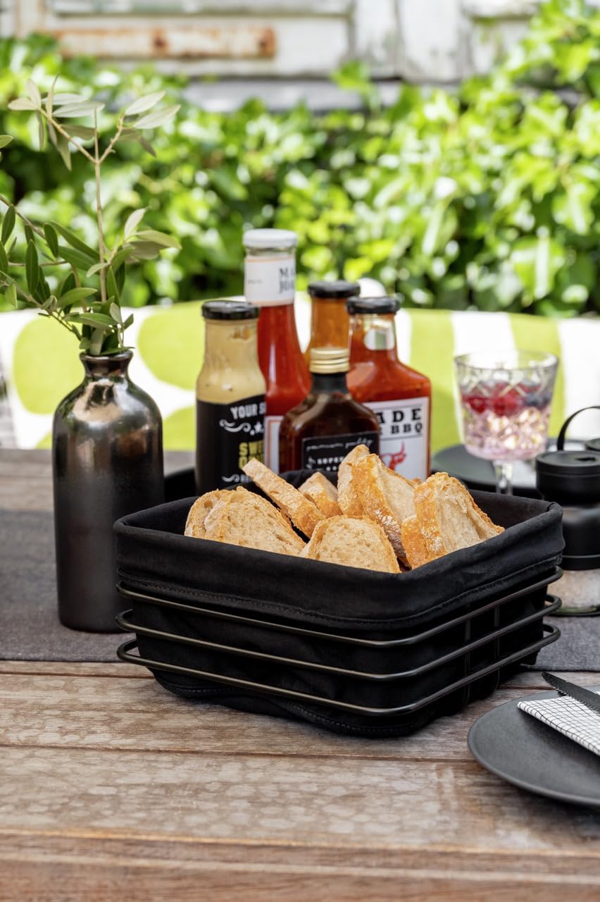 WENKO Brotkorb Premium Square Gestell aus stabilem Metall Schwarz 55092100, 55092100