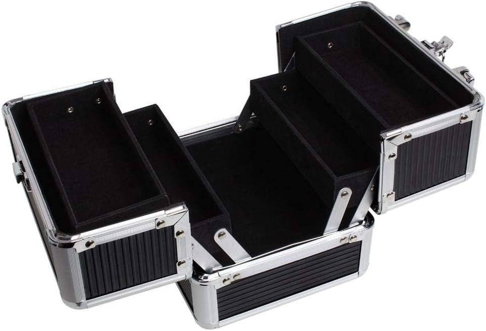 iGadgitz Home Mini Klein Aluminium Kosmetikkoffer, Schminkkoffer, Beautycase, Makeupbox - 4X ausklap