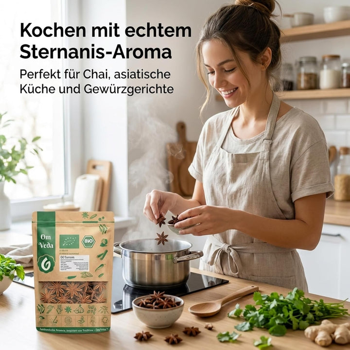 Sternanis BIO Echter Sternanis 200g | ganz mit Bruch | Anissterne | Premium BIO-Qualität zum Kochen