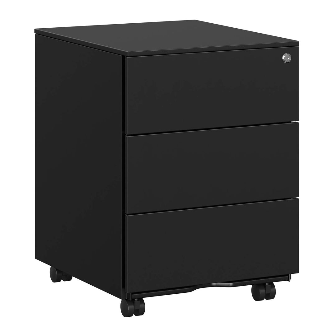 SONGMICS Rollcontainer, Metallschrank, mobiler Aktenschrank, Druckertisch, abschliessbar, 3 Schublad