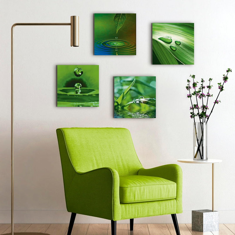 ARTLAND Leinwandbilder auf Holz Wandbild Bild Set 4 teilig je 40x40 cm Quadratisch Wellness Zen Pfla