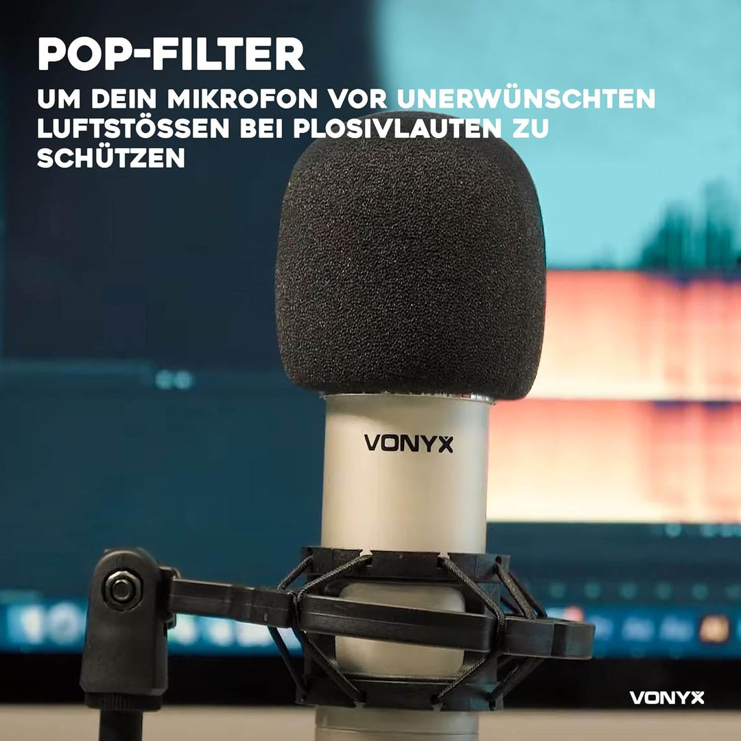 VONYX CM400C Studio Mikrofon - Gaming Mikrofon PC, Streaming Microphone, Mikrofon mit Stossdämpfer H