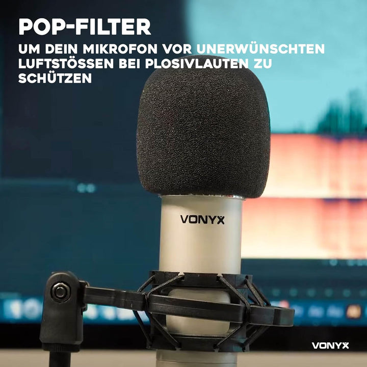 VONYX CM400C Studio Mikrofon - Gaming Mikrofon PC, Streaming Microphone, Mikrofon mit Stossdämpfer H