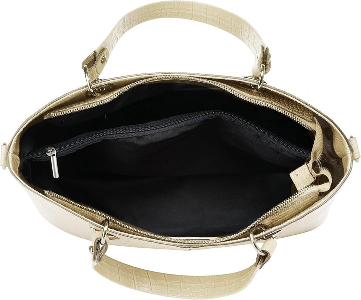 Handtasche Echt Leder Damen 021168 Made in Italy, Smartphonefach, Damenhandtasche im Kroko-Design, U