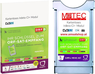 ORF DIGITAL DIREKT Irdeto CI+ Modul für Sat (Kartenlos, Keine Karte notwendig) mit 3 Monate SimpliTV