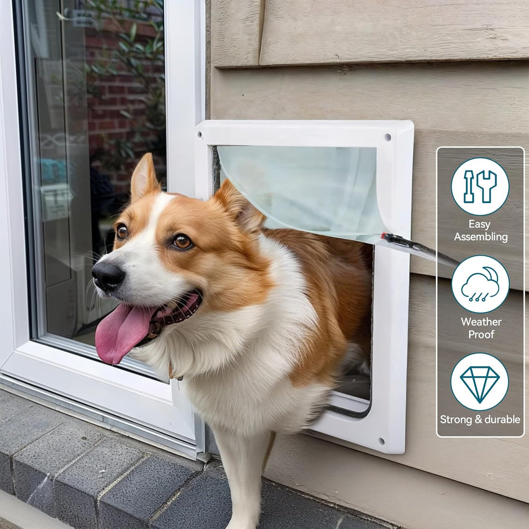 PAWISE 2-Wege-Hundeklappe, Verriegelbare Hunde und Katzenklappe mit sicherer Metallabdeckung & Flexi