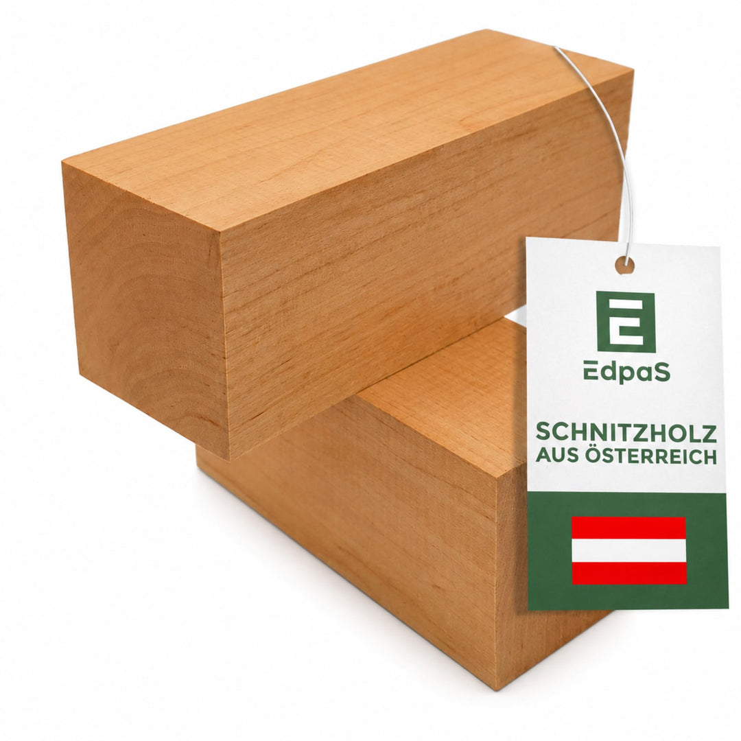 Edpas Schnitzholz Ahorn - 2er Set Holzblock (20x7x7cm) - Grosse Schnitzholz Rohlinge - Naturbelassen