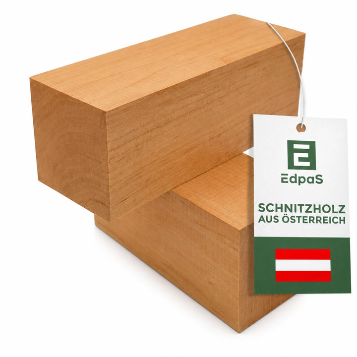 Edpas Schnitzholz Ahorn - 2er Set Holzblock (20x7x7cm) - Grosse Schnitzholz Rohlinge - Naturbelassen