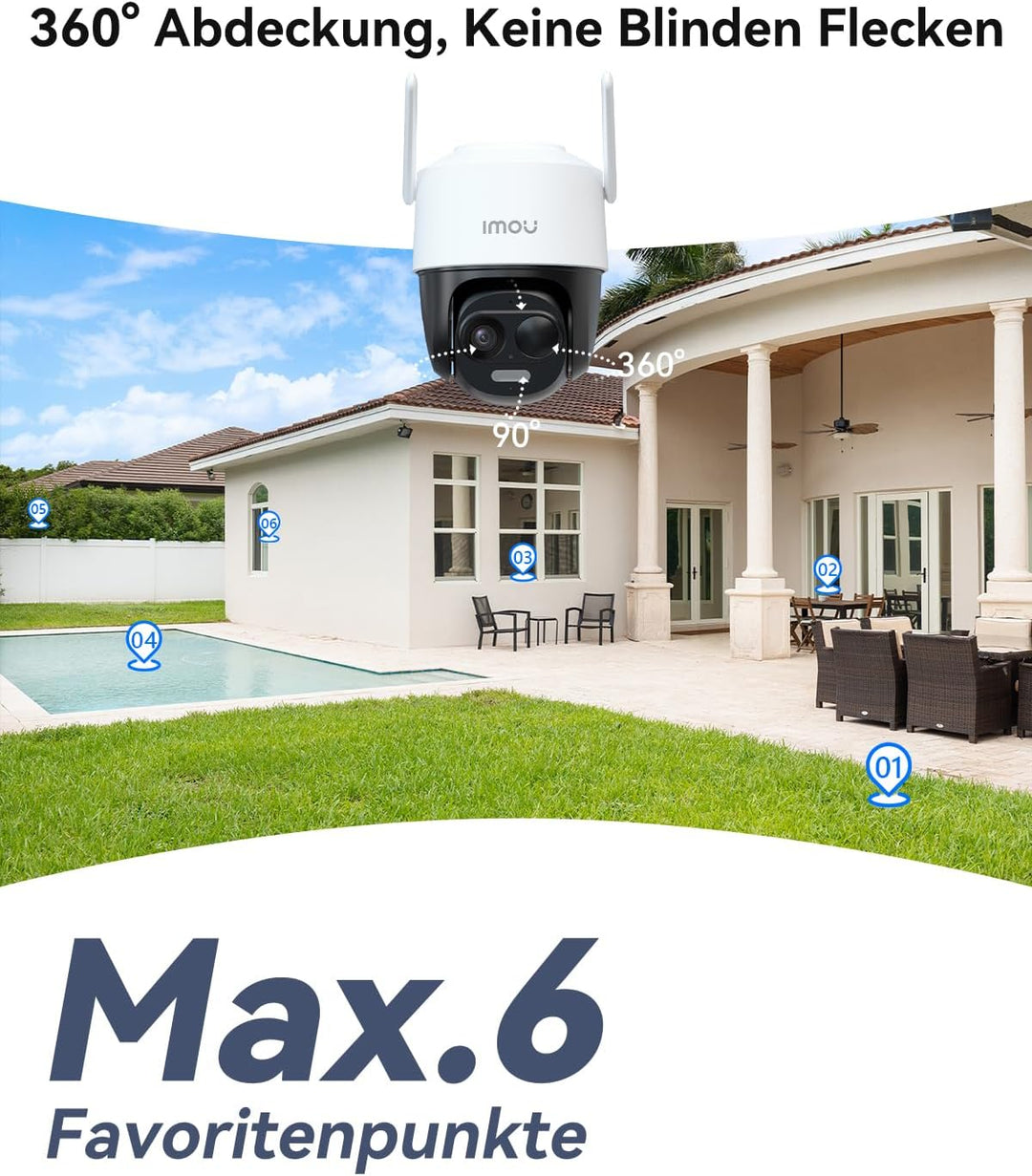 Imou 2K Solar Überwachungskamera Aussen Akku mit AI Personen-/Fahrzeugerkennung, 360° PTZ WLAN IP Ka