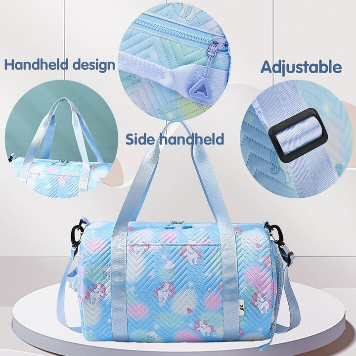 YOUYIKE Sporttasche Mädchen, Einhorn Yogatasche, Reisetasche Kinder, Schwimmtasche, Wasserdicht Turn