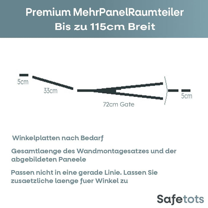 Safetots Premium MehrPanelRaumteiler, bis zu 115cm Breit, Grau, 70cm Hoch, MehrPanelflexible Raumbar