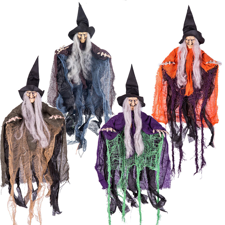 Halloween-Hexe zum Aufhängen, 49,8 cm, mehrfarbig, böse Hexe zur Dekoration an Halloween, Requisite,