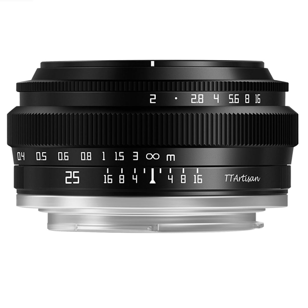 TTArtisan APS-C 25 mm F2 Metallgehäuse, kompatibel mit Fuji X-Halterung, Schwarz Schwarz 25 mm F2, S