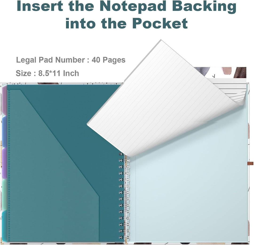 Hnogri Klemmbrett Folio mit nachfüllbarem linierten Notizblock, Klemmbretter mit 5 A4-Ordnern Lageru