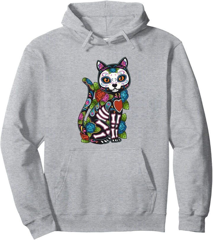 Katze Zuckerschädel Mexiko Calavera Dia De Los Muertos Pullover Hoodie