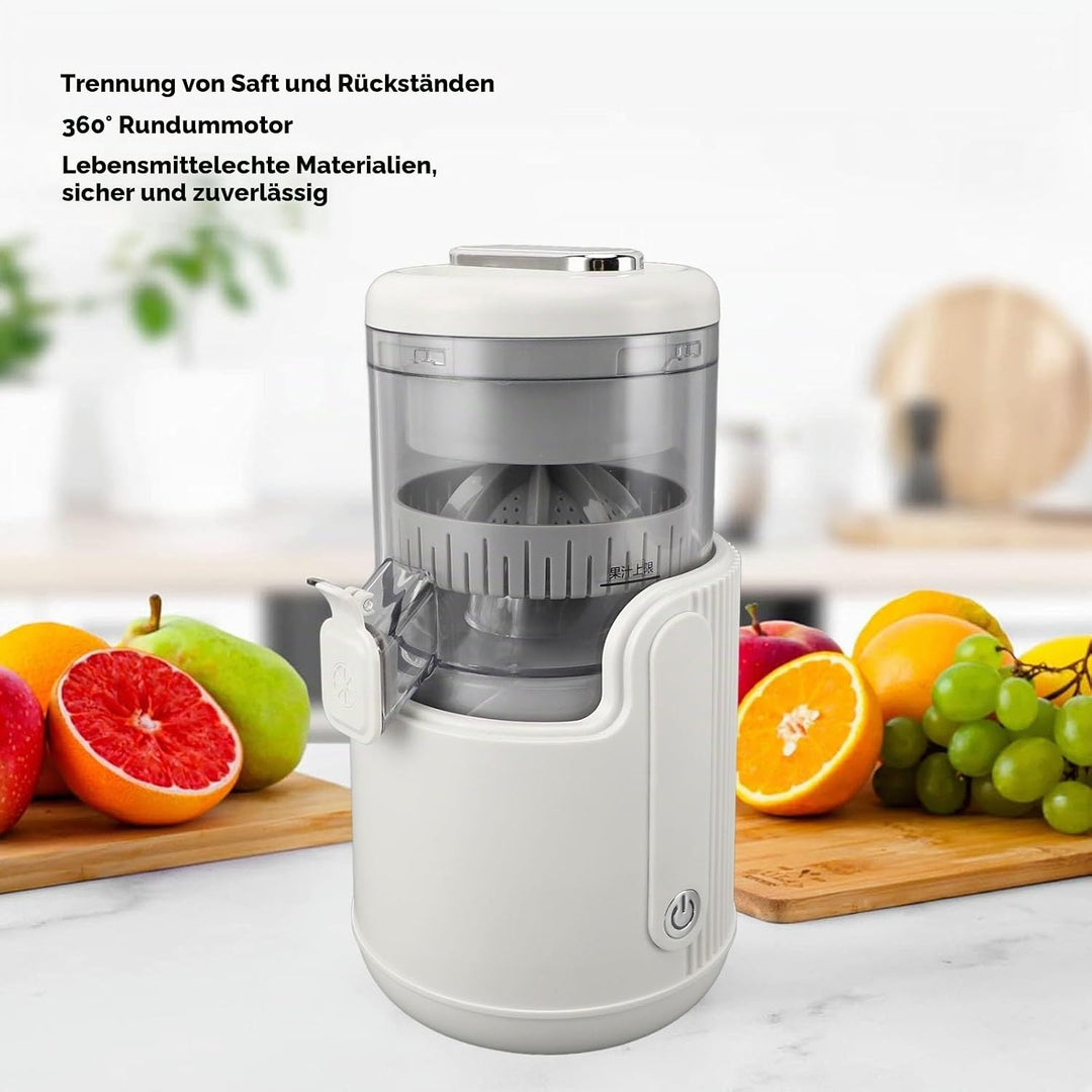 Elektrische Zitruspresse, Auslaufsicher, über USB Wiederaufladbar, 360-Grad-Motor-Saftpresse, 500 Ml
